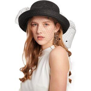 Kentucky Derby Hats - Organza Hat Fascinator Hat Black2